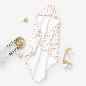 Rose Blossom Organic Cotton Muslin Hooded Baby Towel