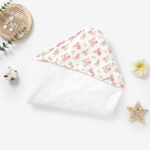 Rose Blossom Organic Cotton Muslin Hooded Baby Towel