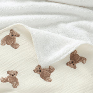 Little Teddy Bear Organic Cotton Muslin Hooded Baby Towel