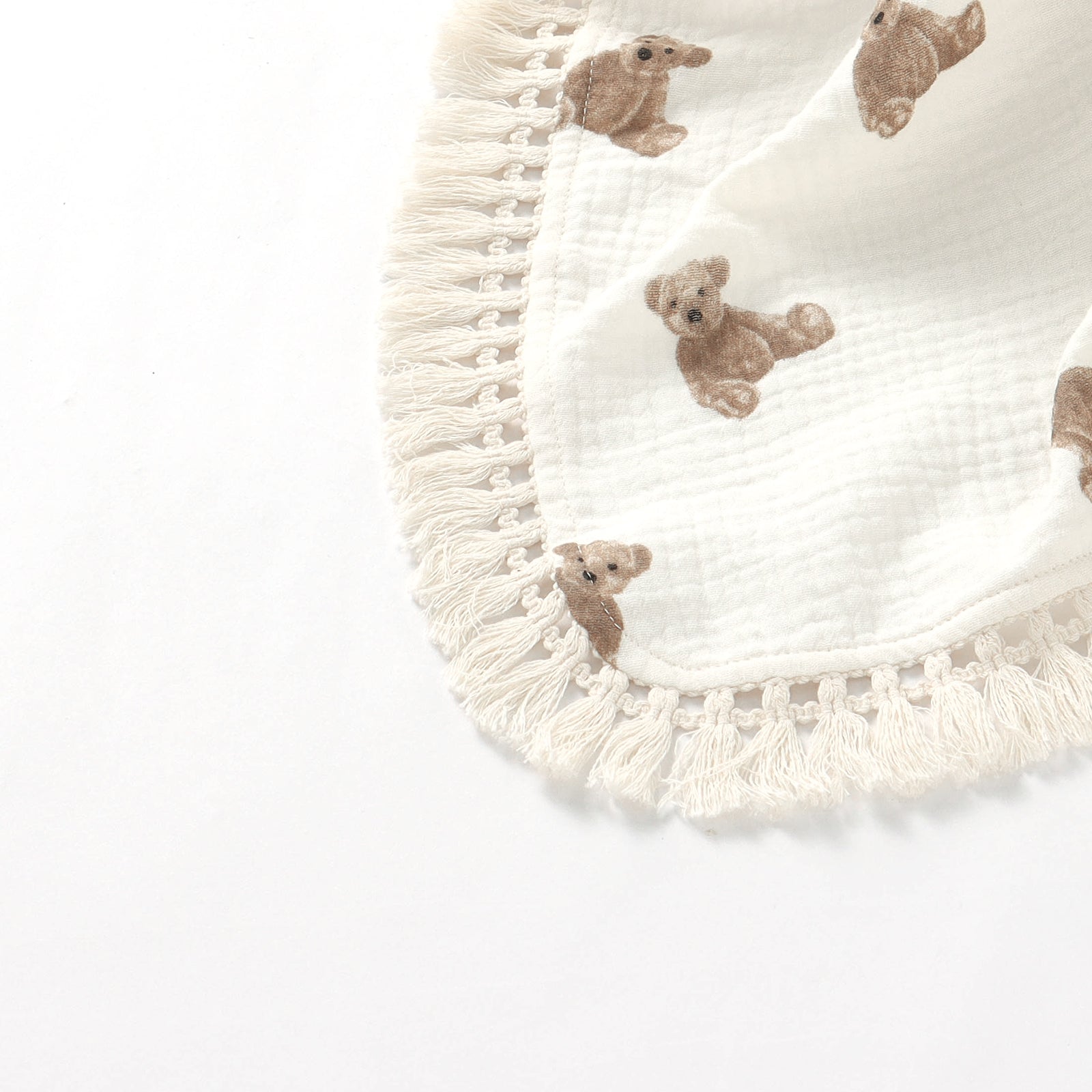 Little Teddy Bear Organic Cotton Muslin Tassel Swaddle Blanket