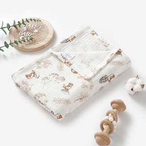 Woodland Squirrel Organic Cotton Muslin Swaddle Blanket