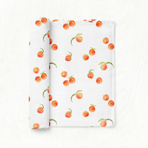 Silky Soft Organic Cotton & Bamboo Muslin Swaddle Blanket - Peaches