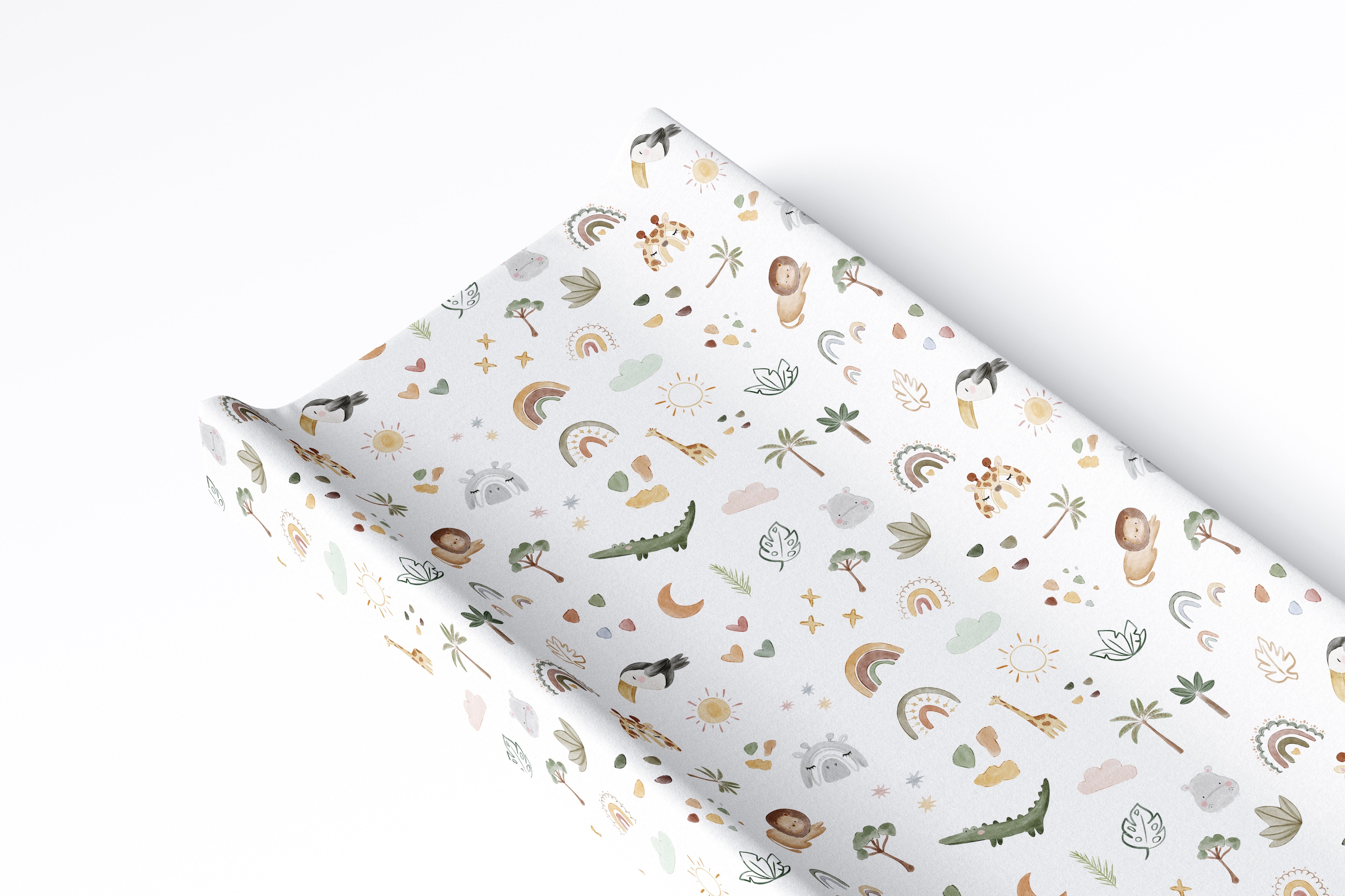 Anti Roll Wedge Changing Mat - Boho Safari Animals