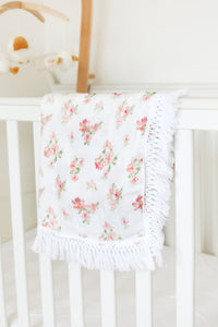 Blossom Organic Cotton & Bamboo Muslin Tassel Swaddle Blanket