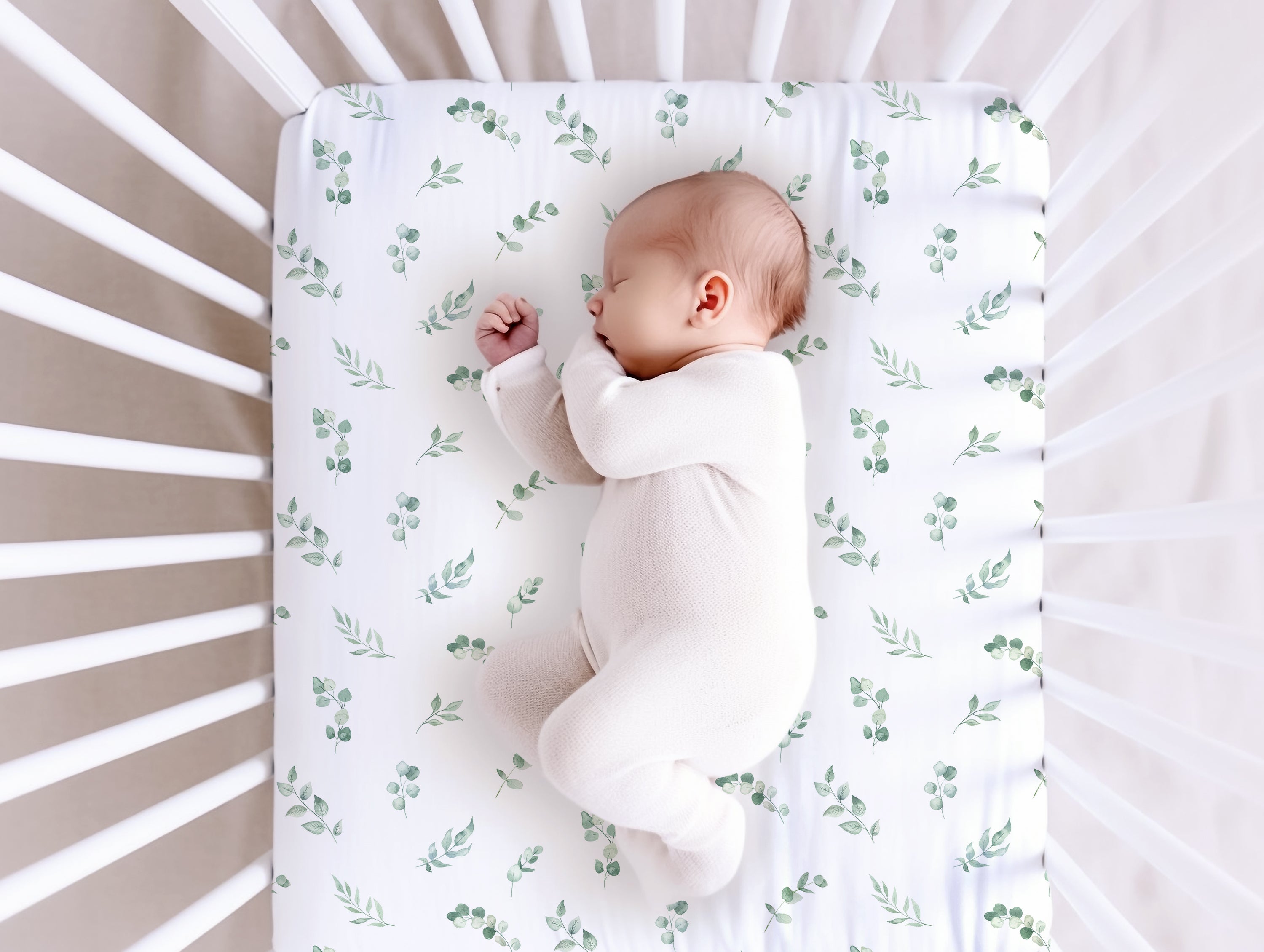 Organic Cotton & Bamboo Muslin Cot Bed Sheet - Eucalyptus