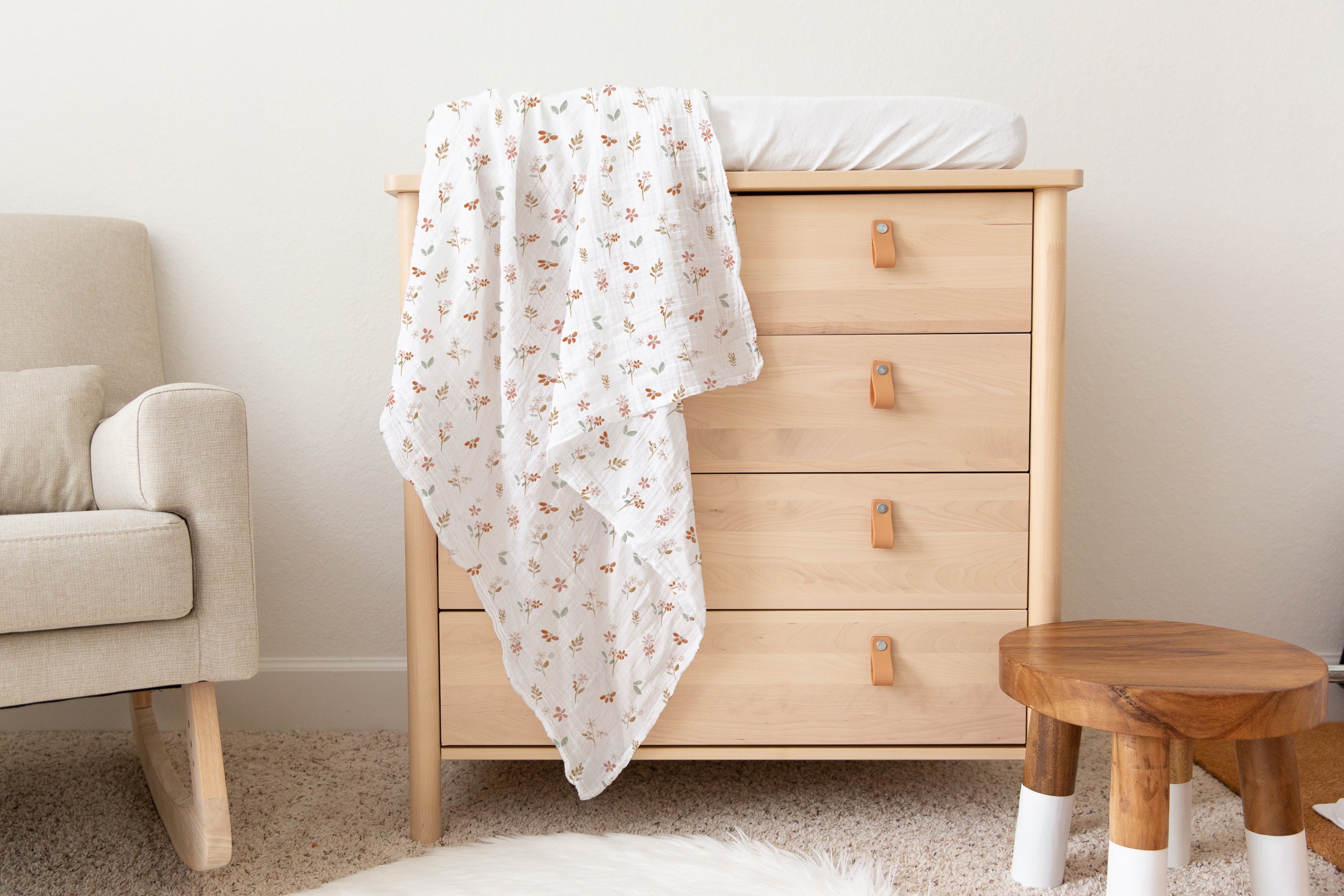 Silky Soft Organic Cotton & Bamboo Muslin Swaddle Blanket - Wildflower Meadow