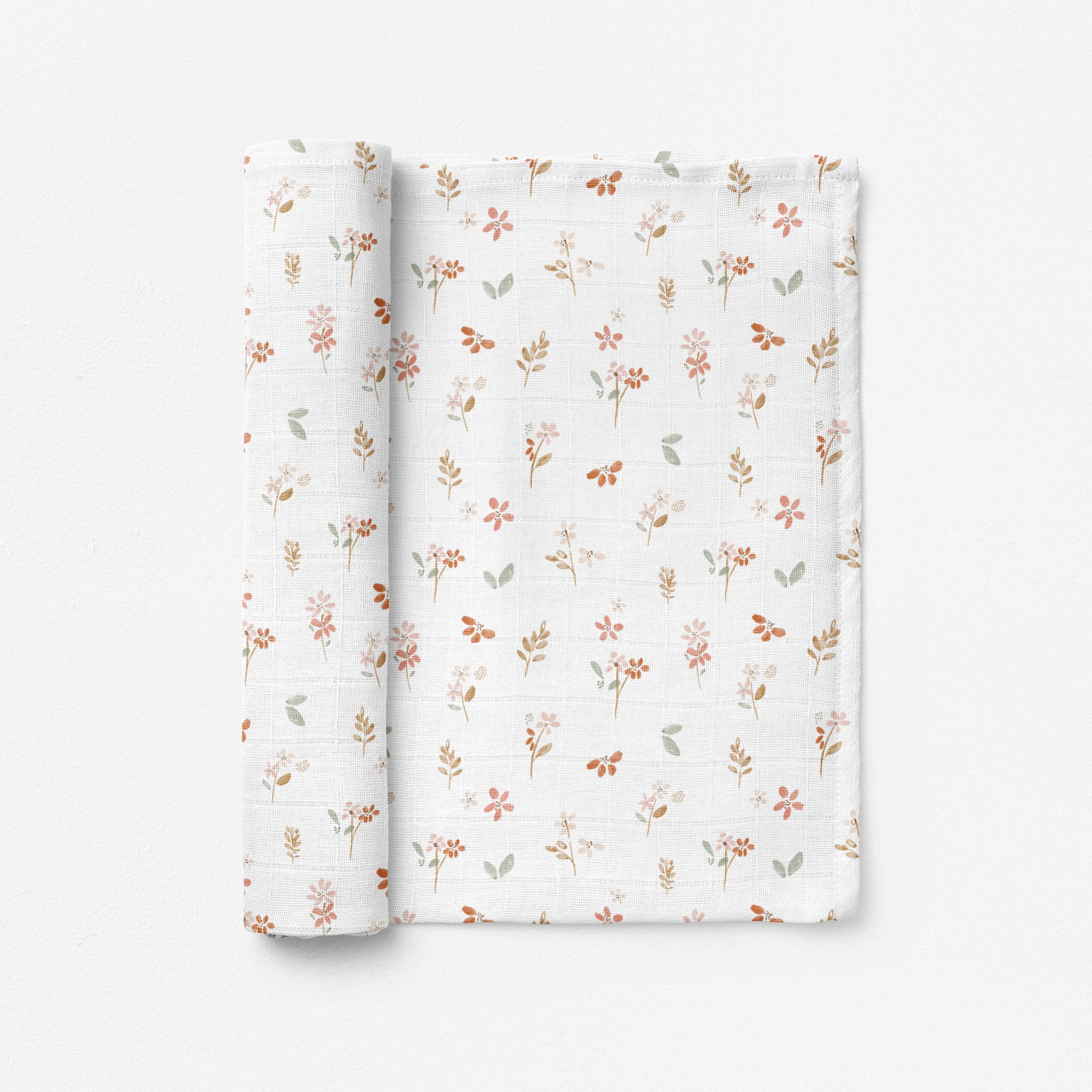 Silky Soft Organic Cotton & Bamboo Muslin Swaddle Blanket - Wildflower Meadow