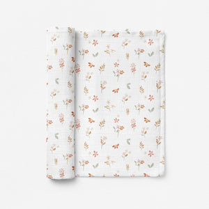 Silky Soft Organic Cotton & Bamboo Muslin Swaddle Blanket - Wildflower Meadow