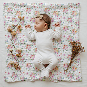 Silky Soft Organic Cotton & Bamboo Muslin Swaddle Blanket - Secret Rose Garden