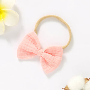 Organic Cotton Muslin Bow Headband - Soft Pink