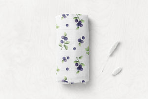 Silky Soft Organic Cotton & Bamboo Muslin Swaddle Blanket - Blueberry