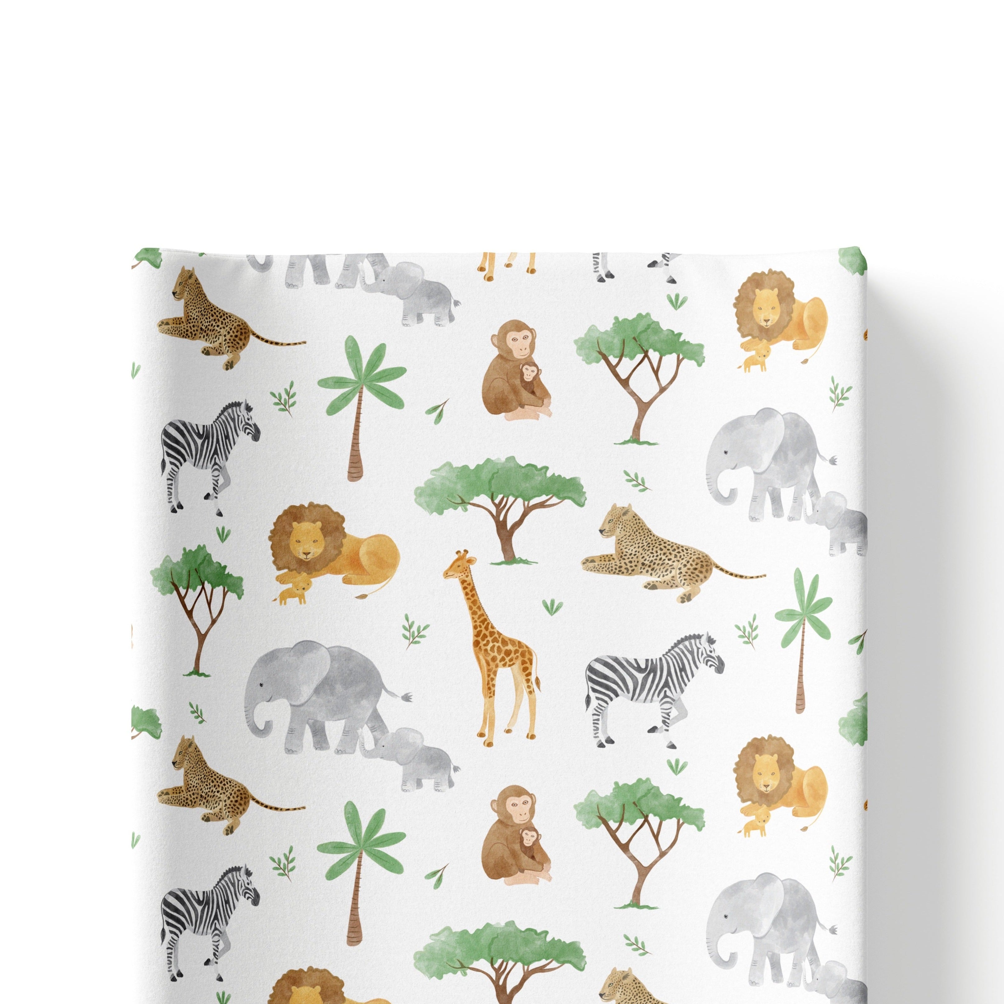 Anti Roll Wedge Changing Mat - Safari Animals