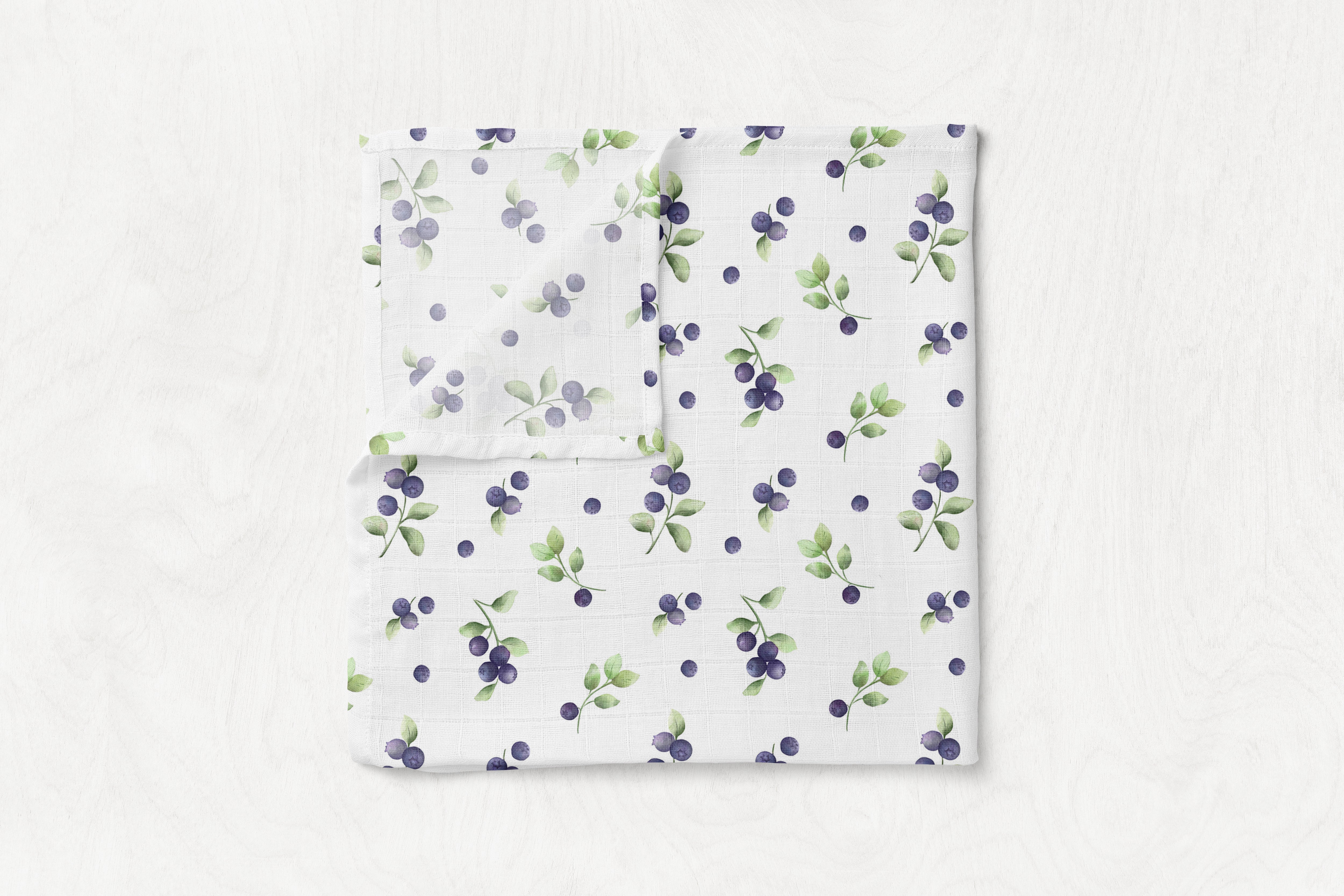 Silky Soft Organic Cotton & Bamboo Muslin Swaddle Blanket - Blueberry