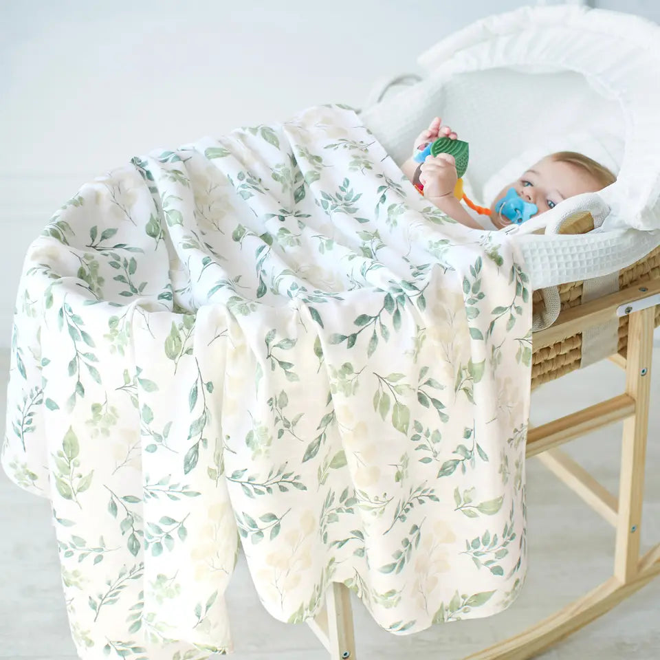 Leaf Bamboo Muslin Swaddle Blanket
