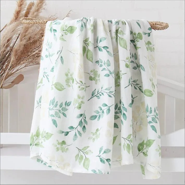 Leaf Bamboo Muslin Swaddle Blanket