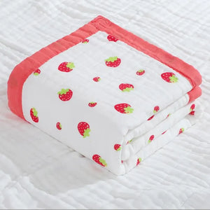 Strawberry Six Layer Cotton Muslin Blanket