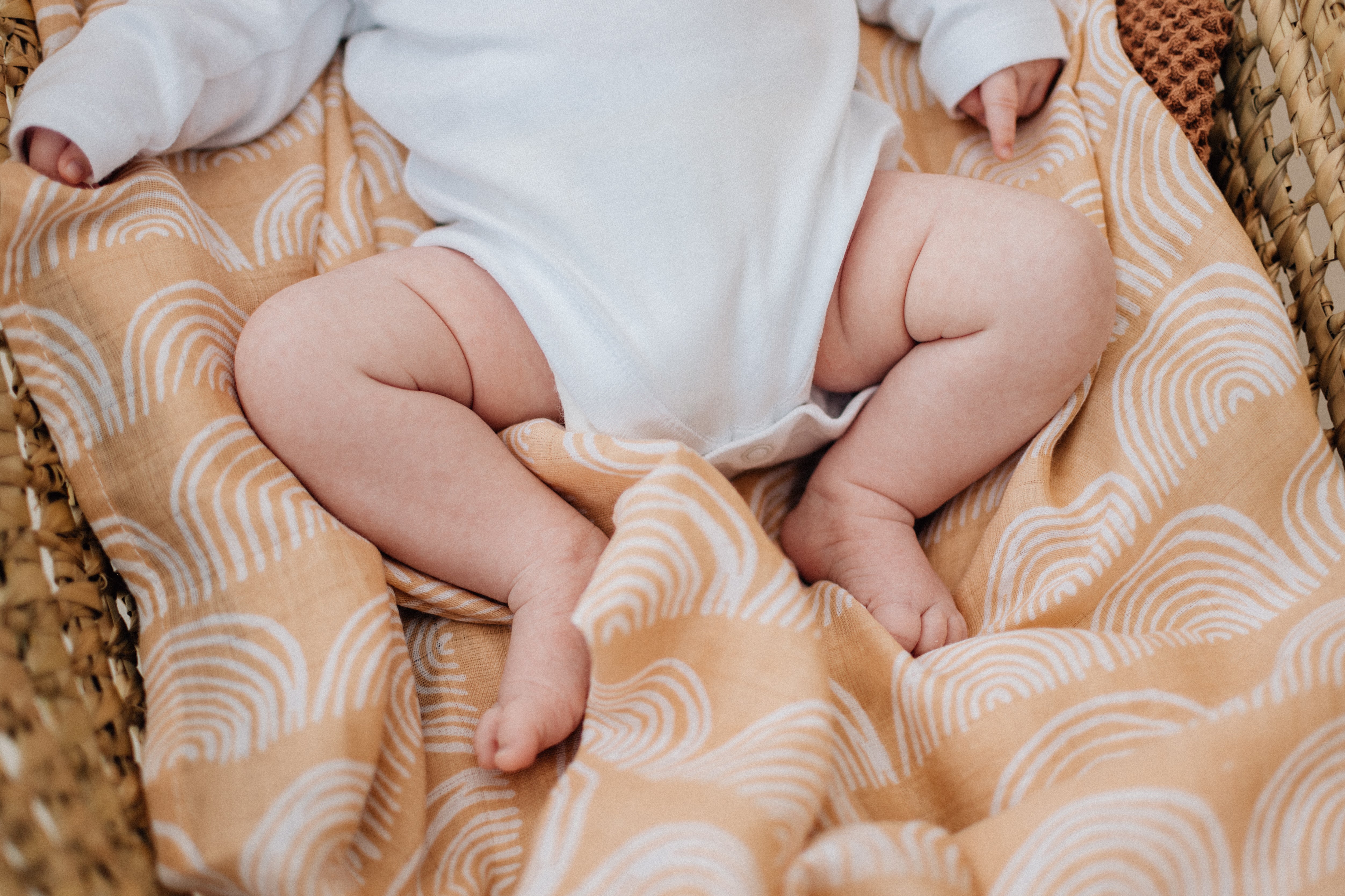 Beige Rainbow Cotton Muslin Swaddle Blanket