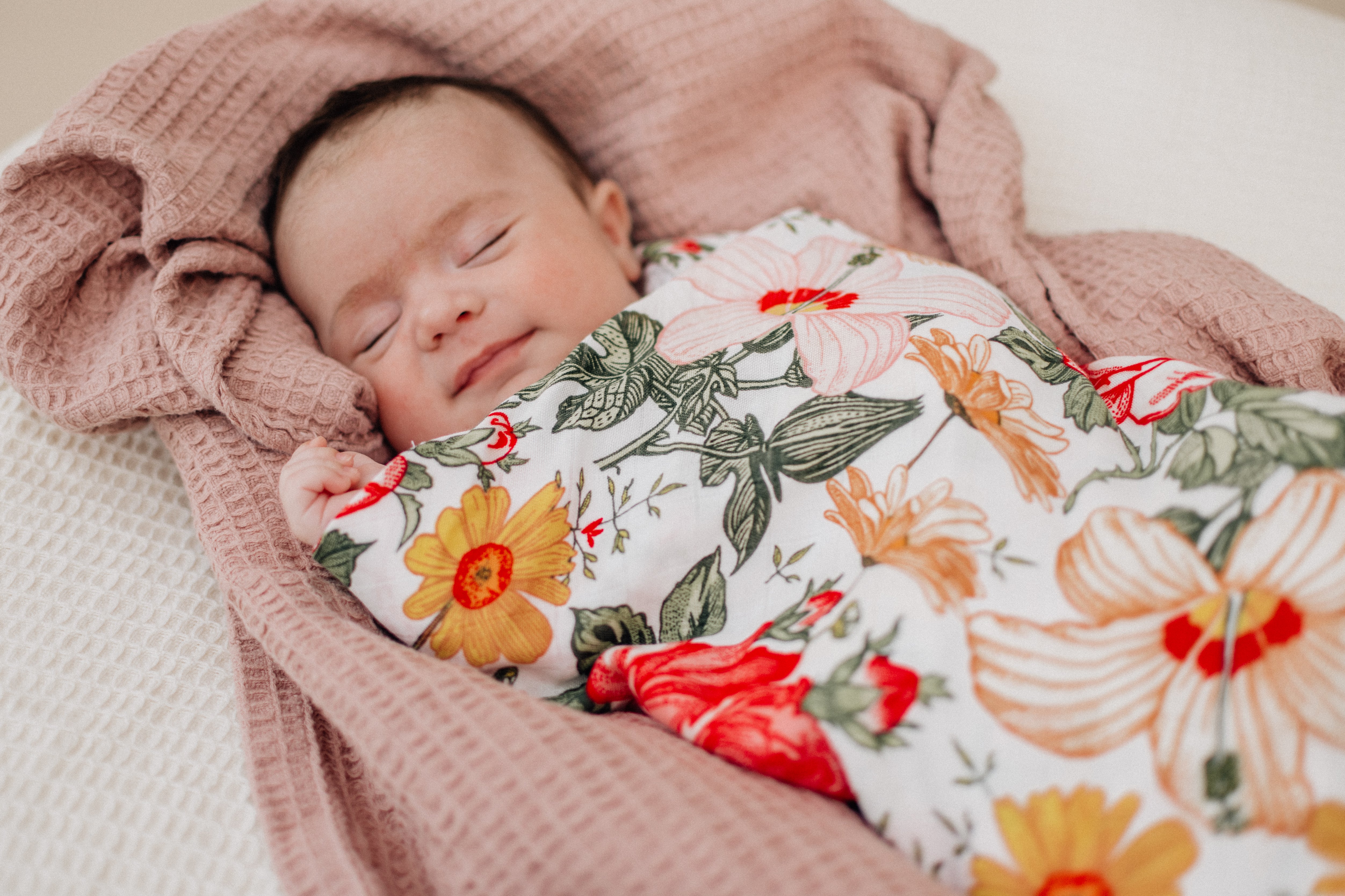Red Rose Bamboo Muslin Swaddle Blanket
