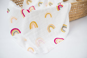 Modern Rainbow Cotton Muslin Swaddle Blanket