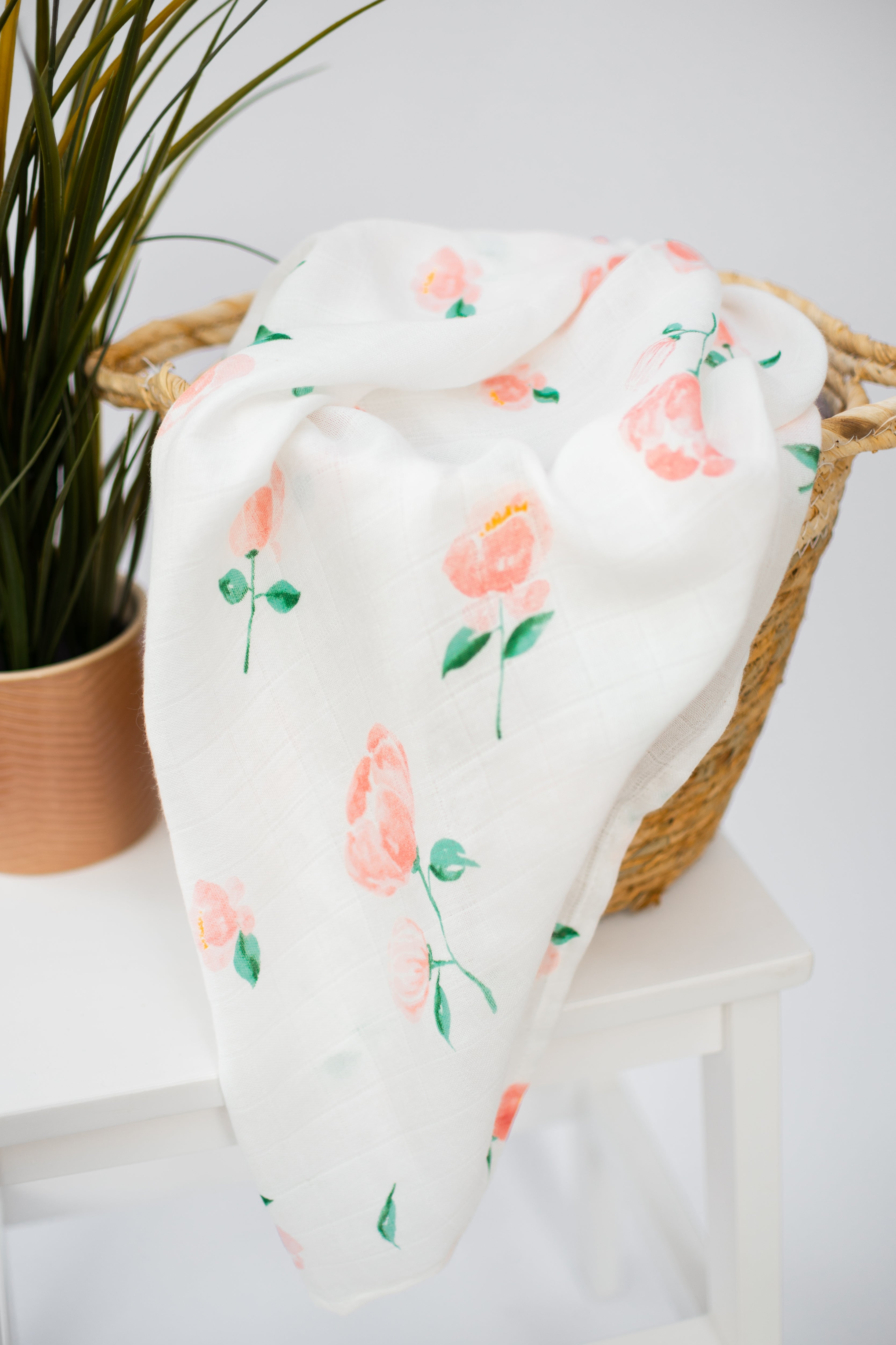 Wild Rose Bamboo Muslin Swaddle Blanket