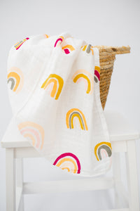 Modern Rainbow Cotton Muslin Swaddle Blanket