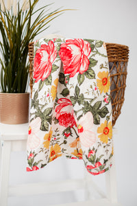 Red Rose Bamboo Muslin Swaddle Blanket