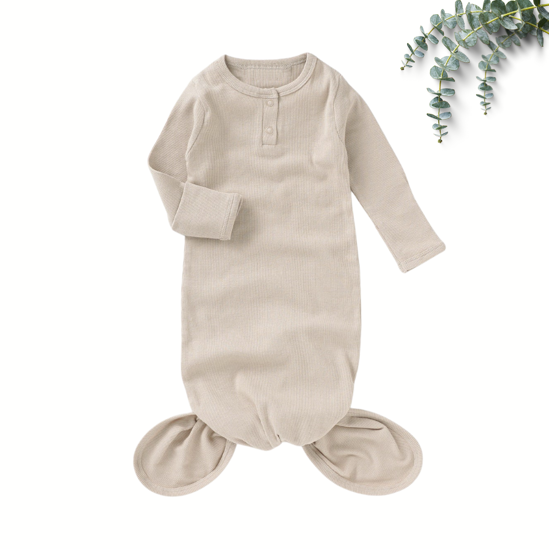 Organic Cotton Knotted Gown - Oatmeal