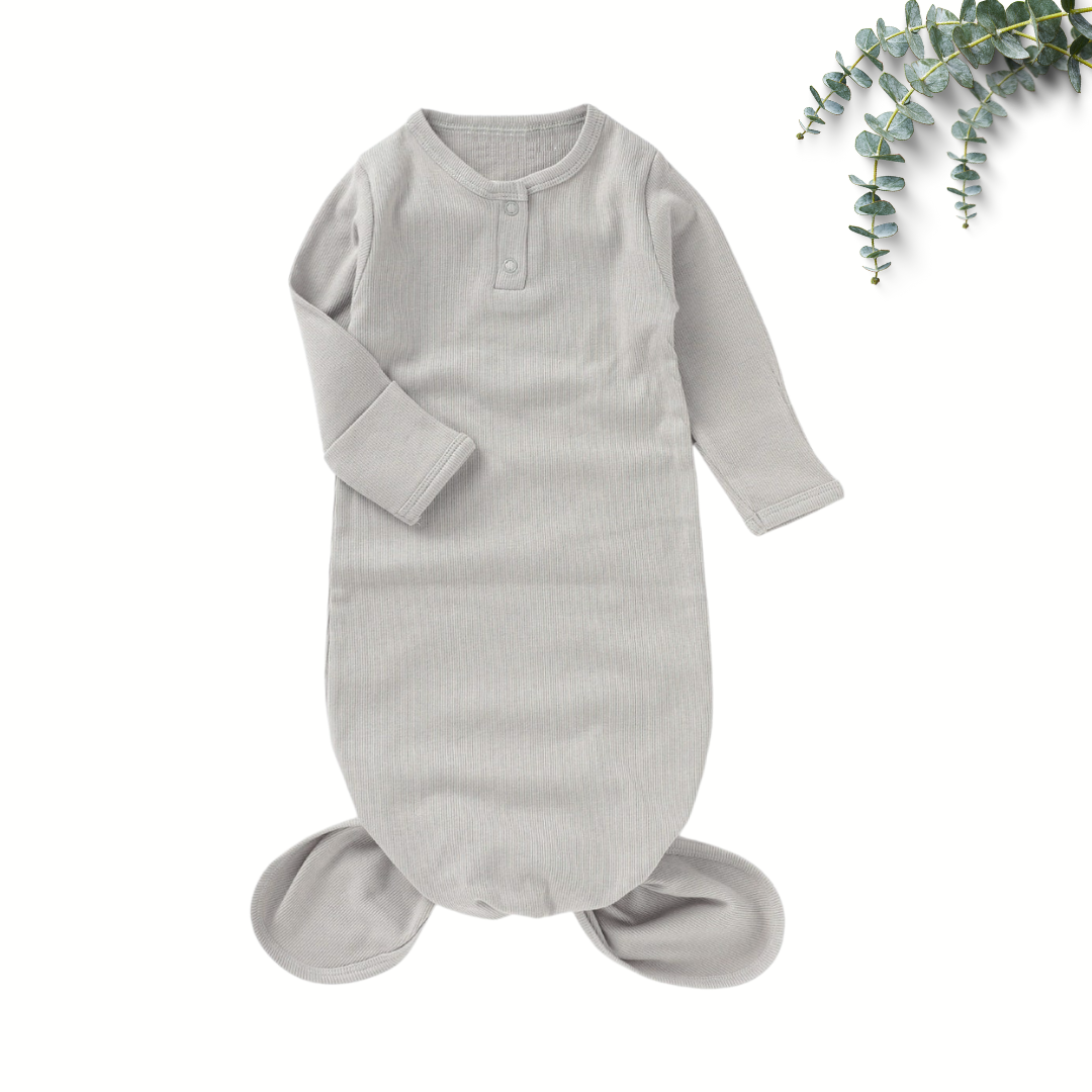 Organic Cotton Knotted Gown - Earl Grey
