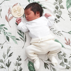 Leaf Cotton Muslin Swaddle Blanket