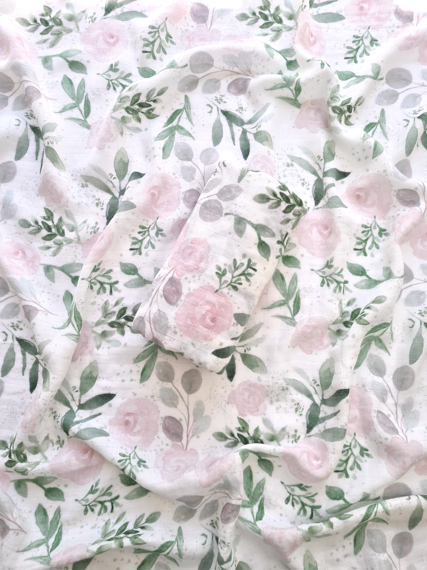 Rose & Leaf Silky Soft Organic Bamboo Muslin Swaddle Blanket