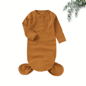 Organic Cotton Knotted Gown - Caramel