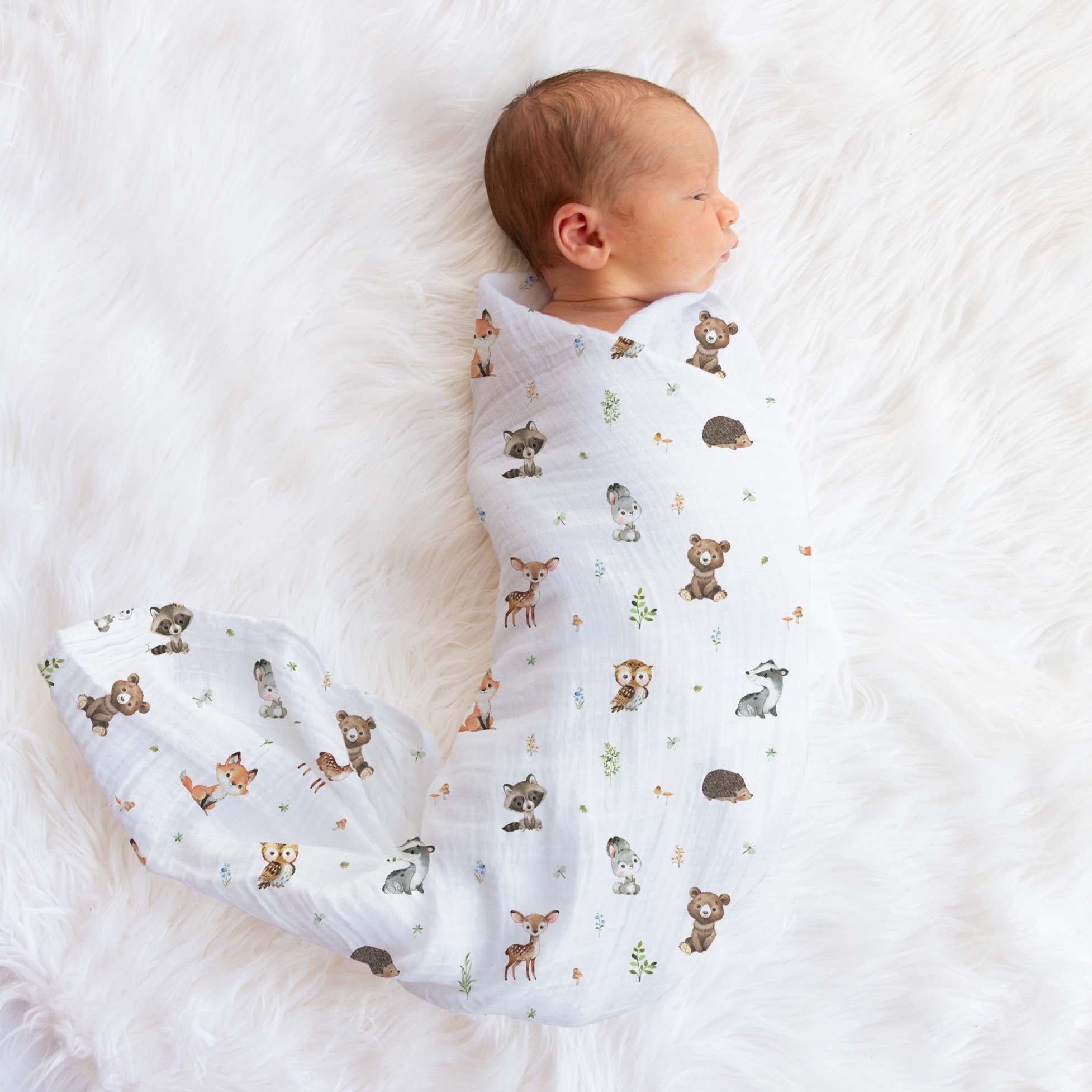 Woodland Muslin Swaddle Blanket