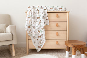 Silky Soft Organic Cotton & Bamboo Muslin Swaddle Blanket - Australian Animals