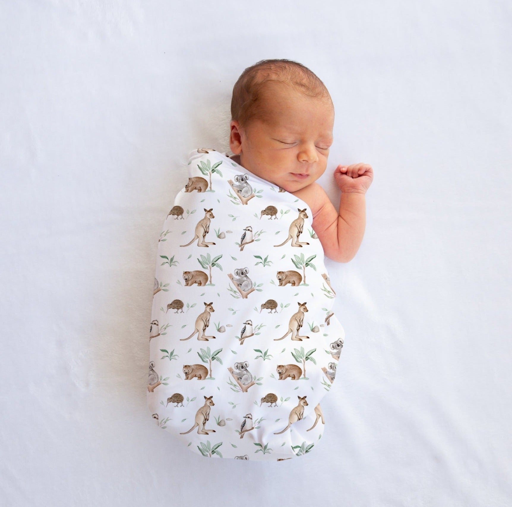 Silky Soft Organic Cotton & Bamboo Muslin Swaddle Blanket - Australian Animals