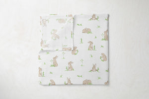 Bunny Neutral Baby Muslin Swaddle Blanket