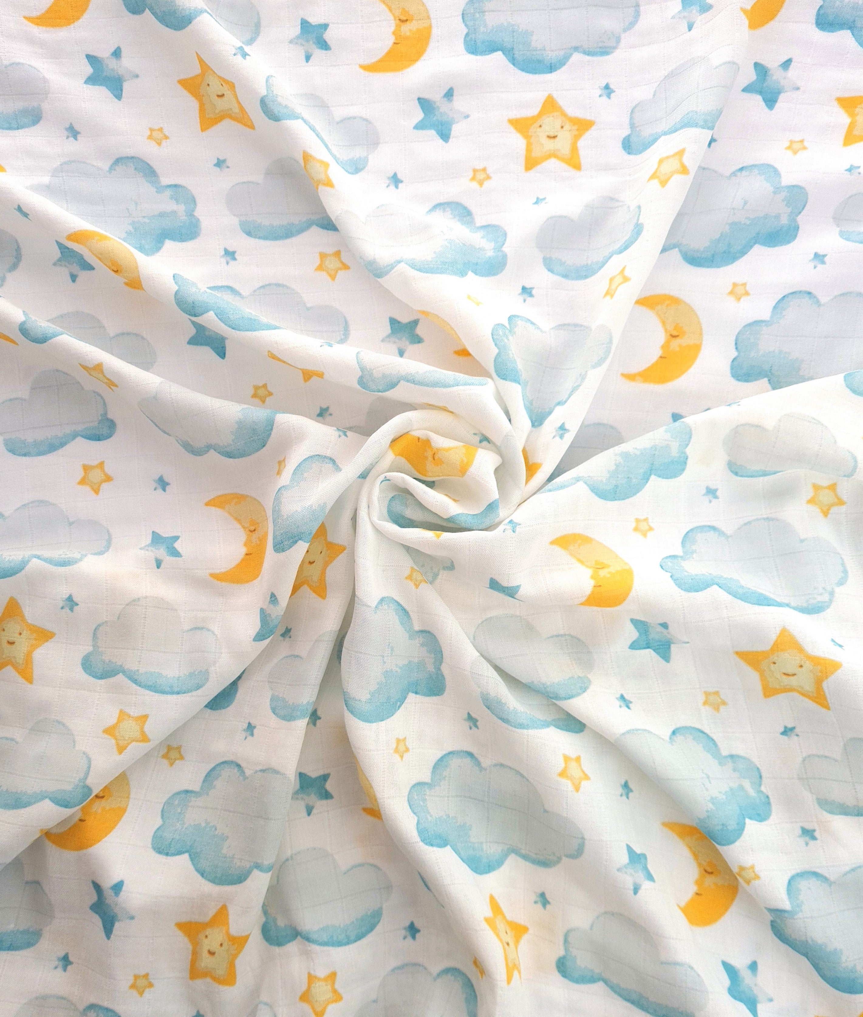 Cloud & Star Bamboo Muslin Swaddle Blanket