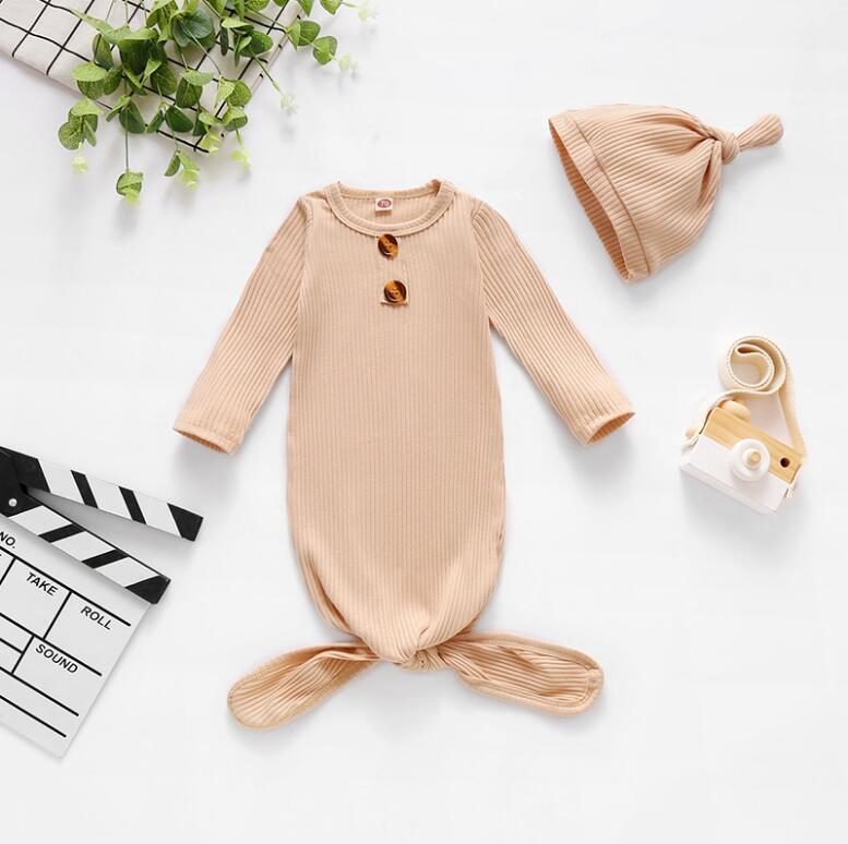 Knotted Gown & Hat Set - Oatmeal