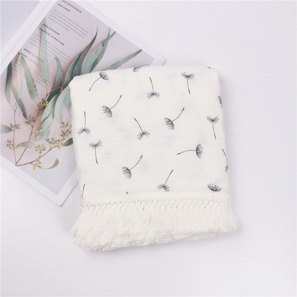 Dandelion Cotton Muslin Tassel Swaddle Blanket