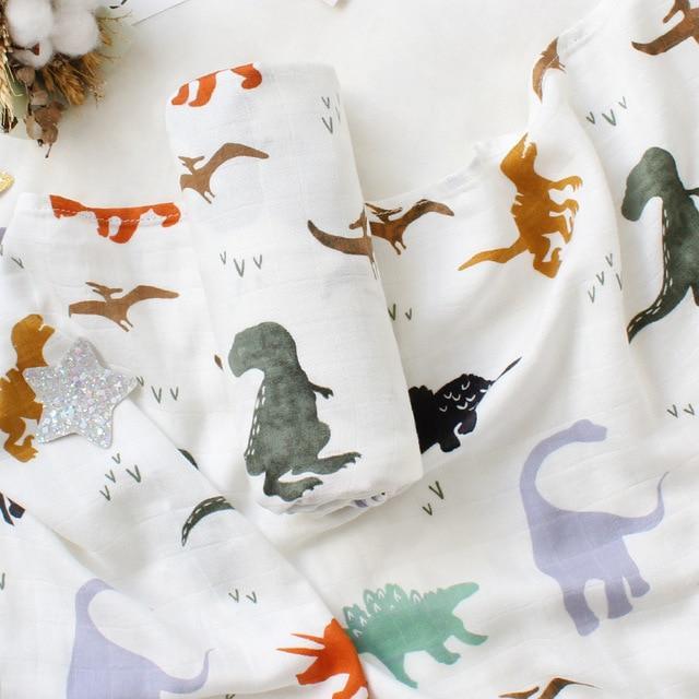 Dinosaur Bamboo Muslin Swaddle Blanket