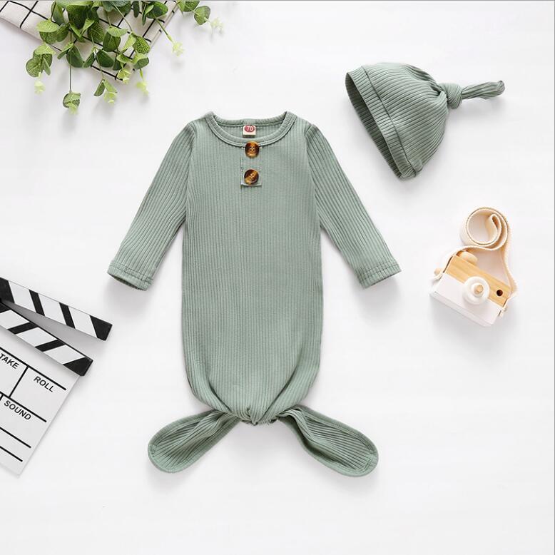 Knotted Gown & Hat Set - Sage Green