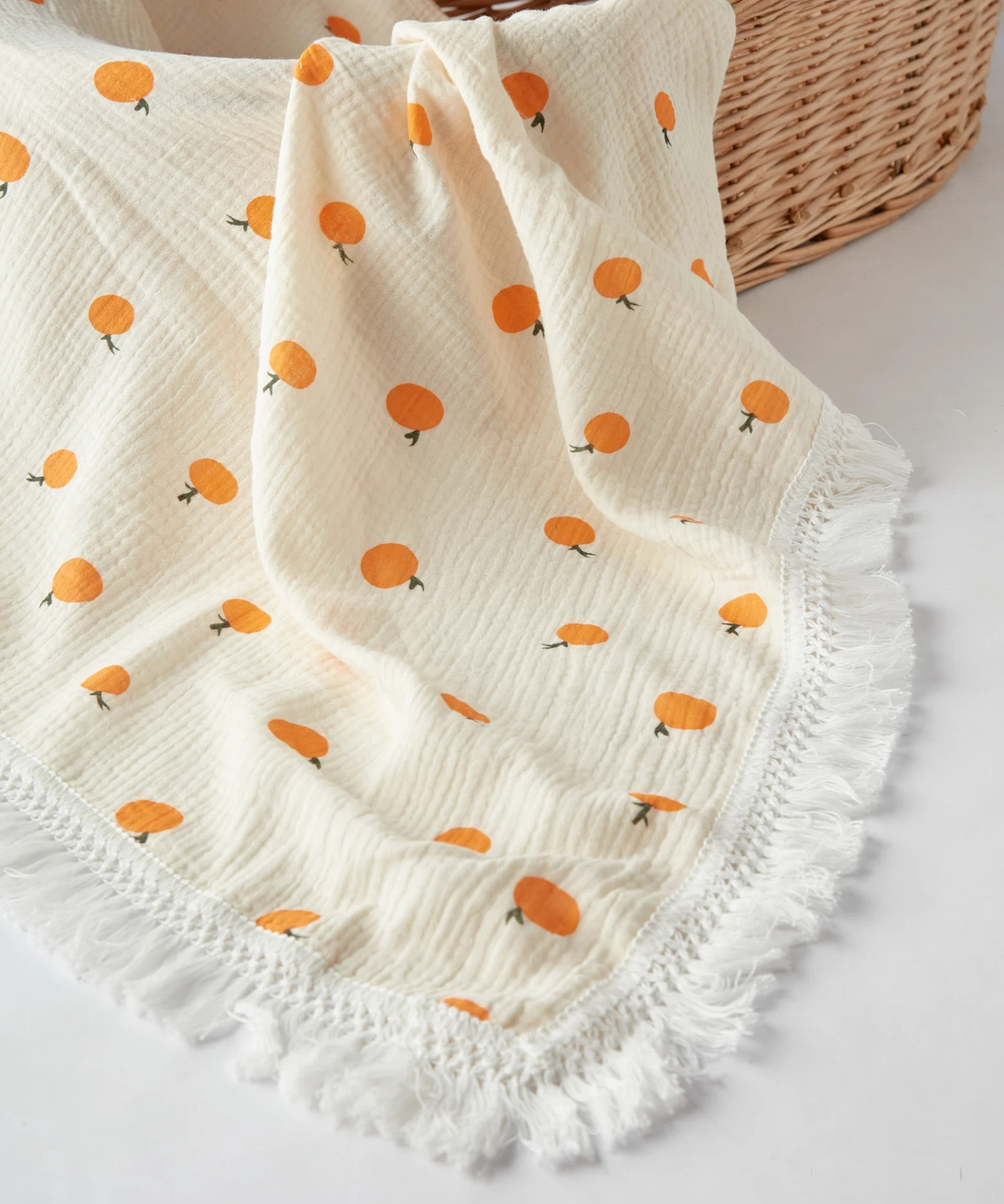 Clementine Cotton Muslin Tassel Swaddle Blanket