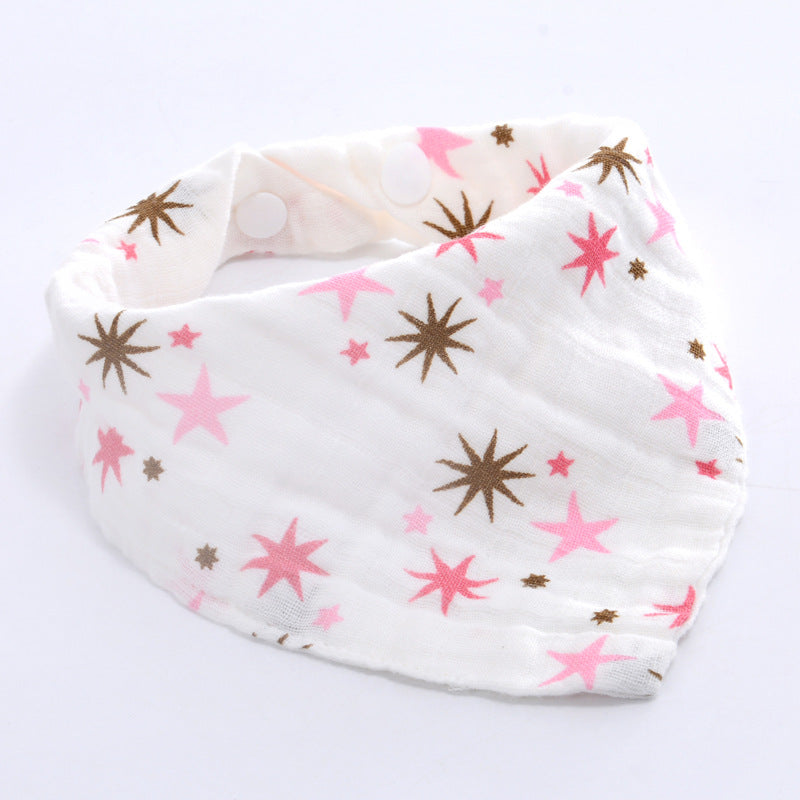 3 x Pink Star Cotton Muslin Bibs