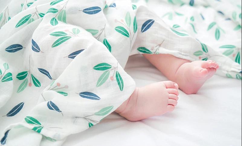 Gumnut Leaf Bamboo Muslin Swaddle Blanket