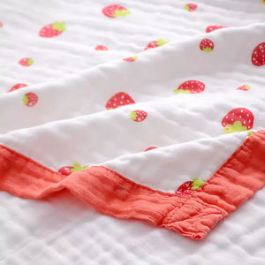 Strawberry Six Layer Cotton Muslin Blanket