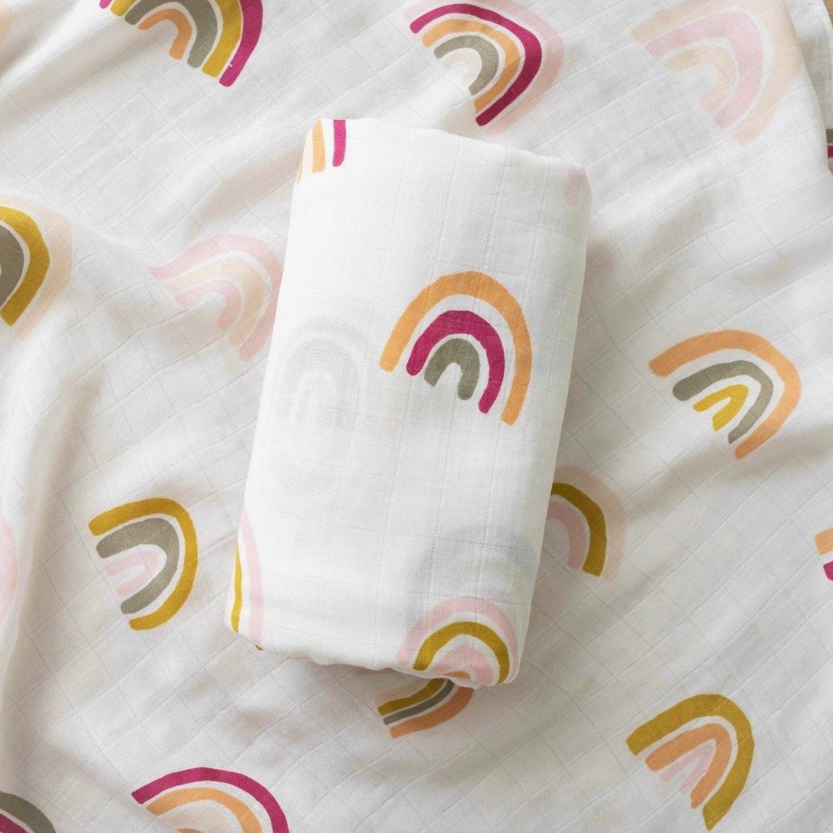 Modern Rainbow Cotton Muslin Swaddle Blanket