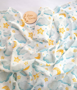 Cloud & Star Bamboo Muslin Swaddle Blanket