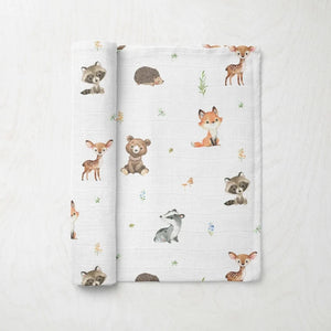 Woodland Neutral Muslin Swaddle Blanket